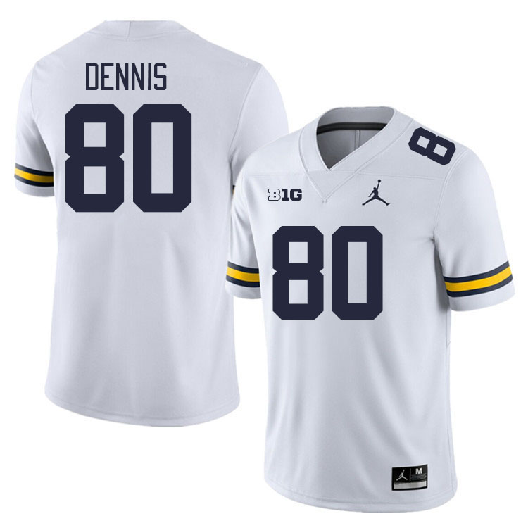 Michigan Wolverines #80 Eamonn Dennis College Football Jerseys Stitched Sale-White